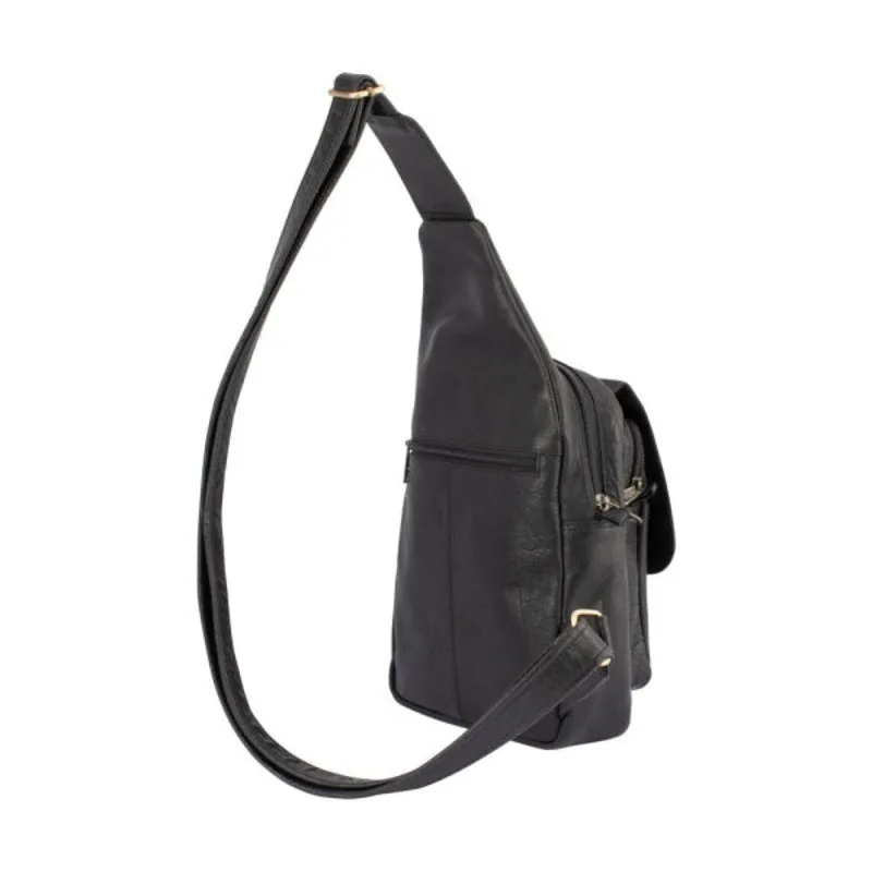MustHave Items Franco Bonini - 23-0010 Leather Sling Backpack - Black