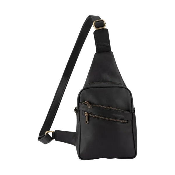 Gift Sale Event MustHave Items Franco Bonini - 23-0011 Leather Sling Backpack - Black