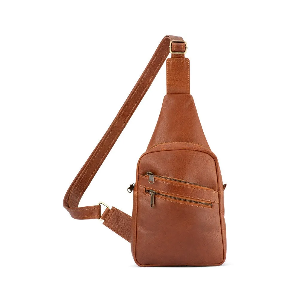 Hot Sale Alert Franco Bonini - 23-0011 Leather Sling Backpack - Cognac
