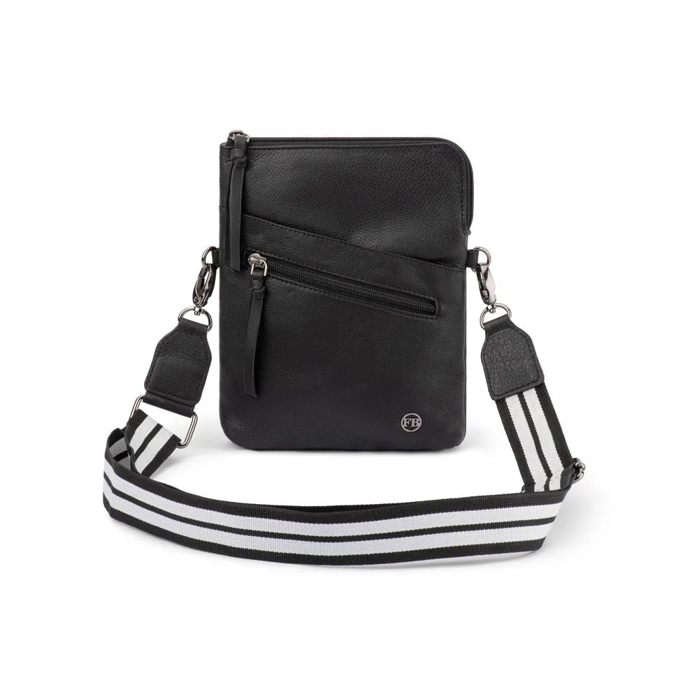 Sweet Deal Today Franco Bonini - 24-008 Leather Sling Bag W Webbing Strap - Black
