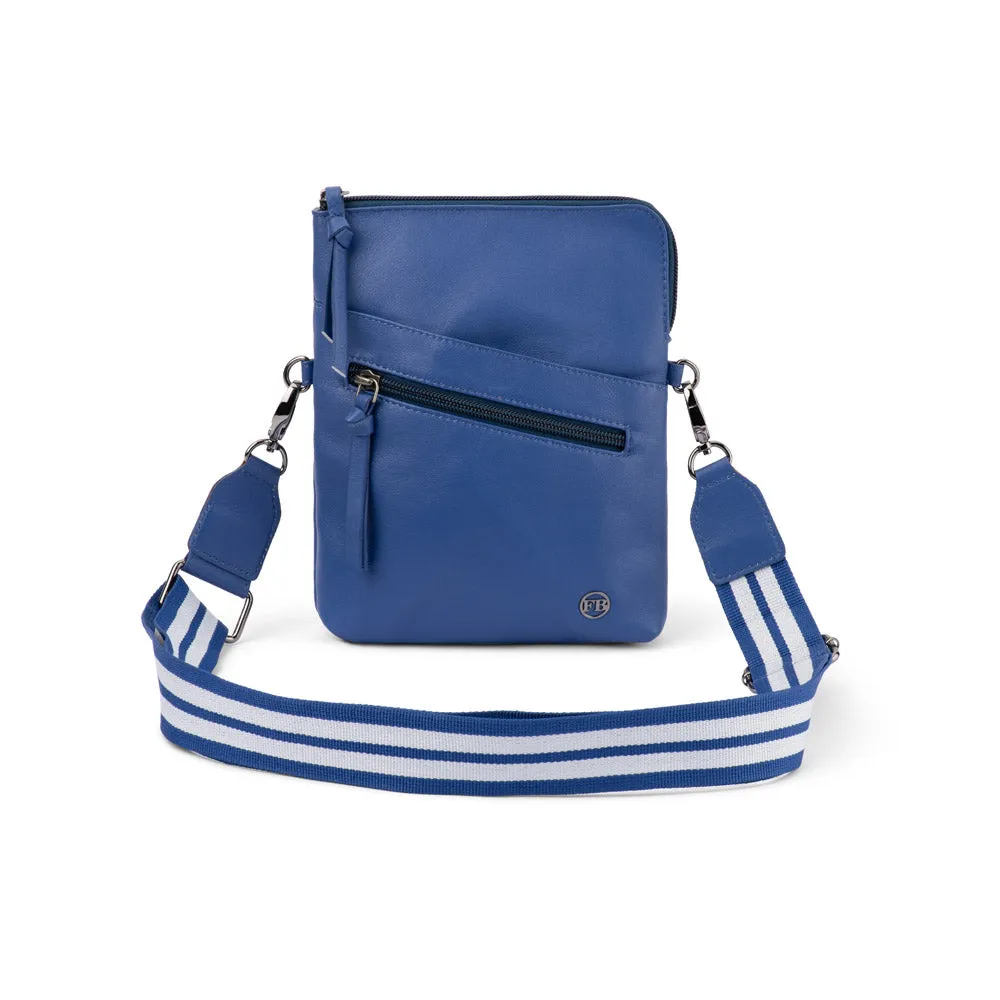 Clearance Steal Today Grab Your Hot Pick Franco Bonini - 24-008 Leather Sling Bag W Webbing Strap - Blue