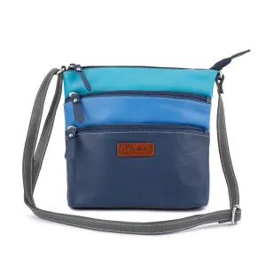 Franco Bonini Lb172 3Zip Long Strap Sm Shoulder Bag- Blue Multi Flash Sale Alert Now Clearance Sale Now