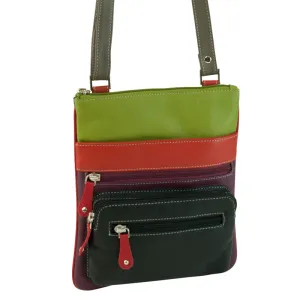 Franco Bonini - Small Leather Shoulder Bag With Front Pocket - Black/Multi Mega Discount Event