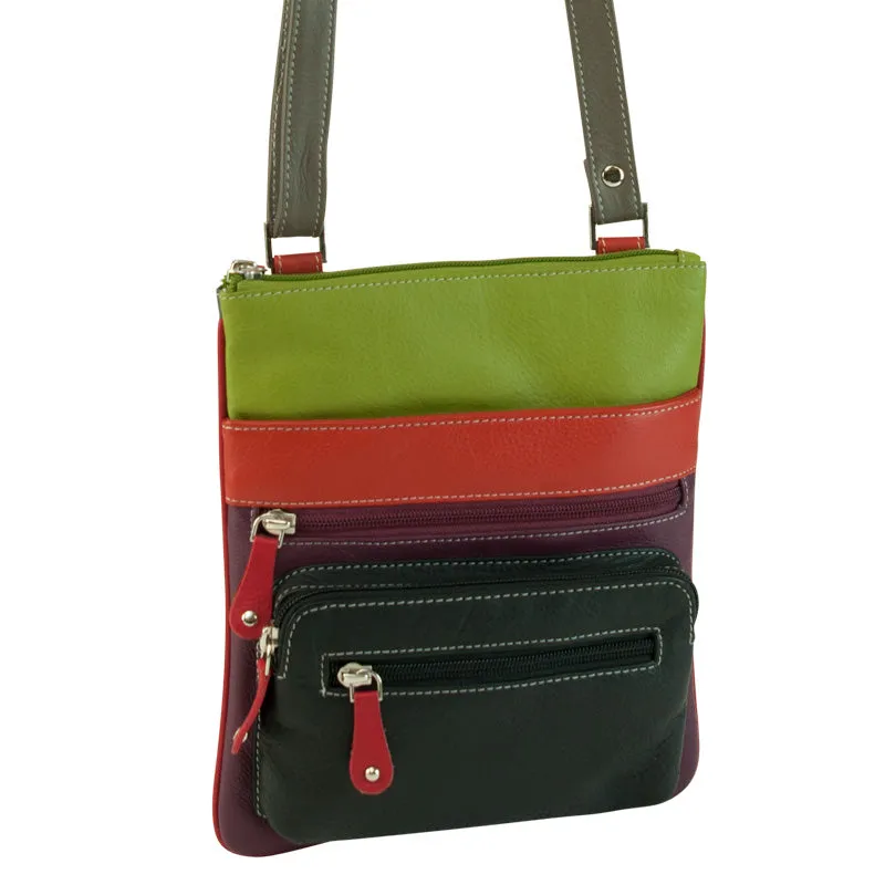 Franco Bonini - Small Leather Shoulder Bag With Front Pocket - Black/Multi Mega Discount Event