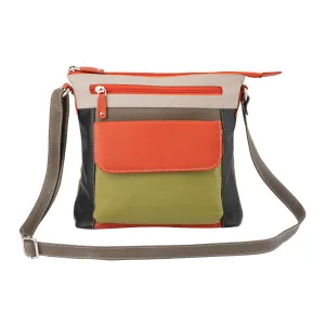 Franco Bonini - 1316 Leather Shoulder Bag With Organiser - Orange Multi Clearance Blowout Dont Miss Hot Deals