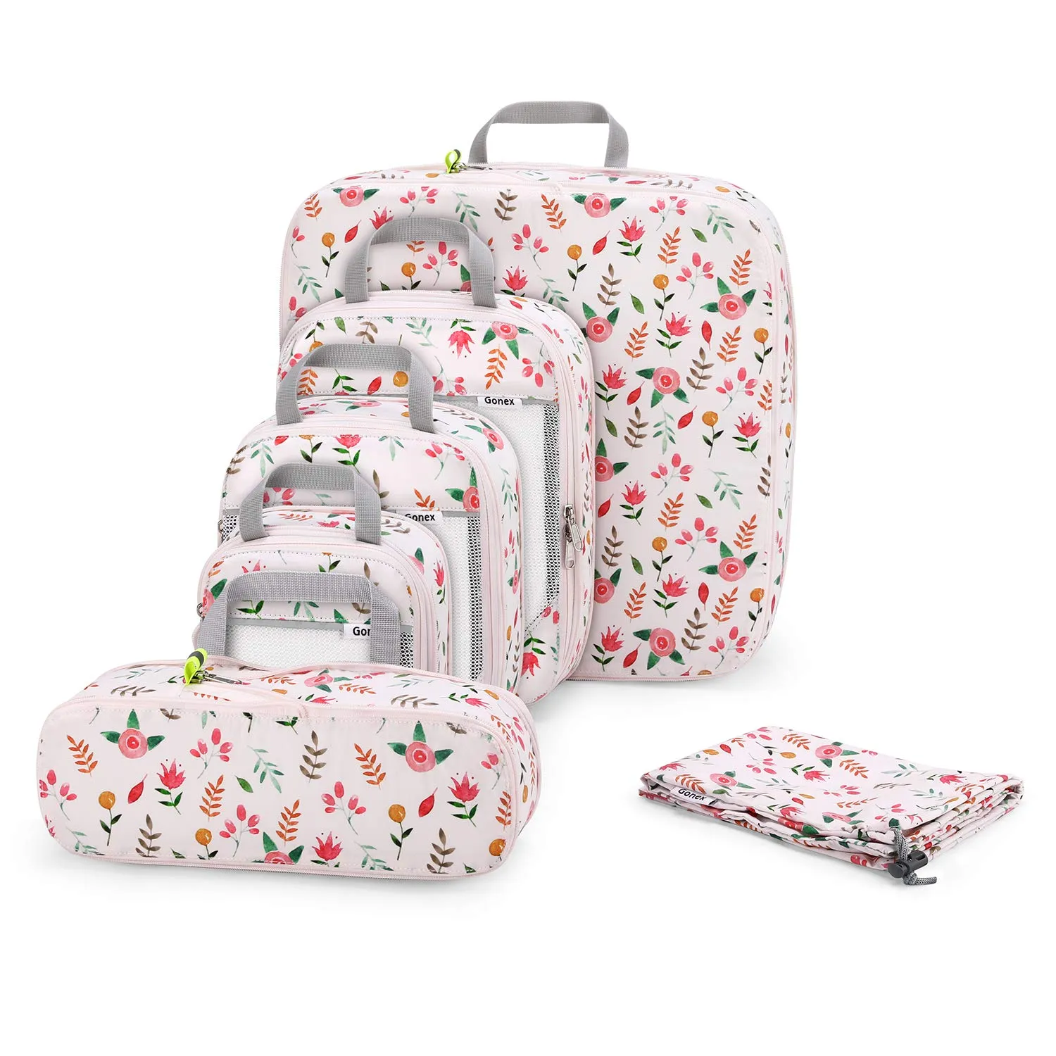 Hot Sale Today Gonex Floral Compression Packing Cubes