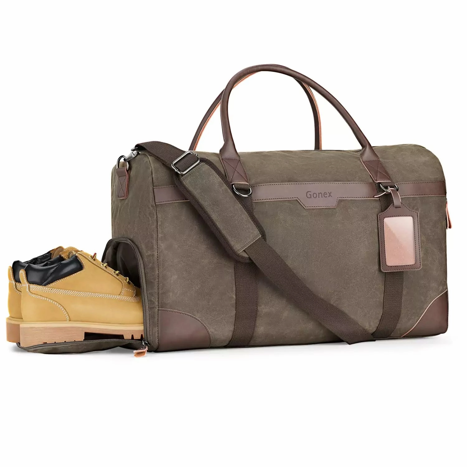 Gonex 55L Waxed Canvas Duffle Bag With Shoes Compartment Flash Offer Today