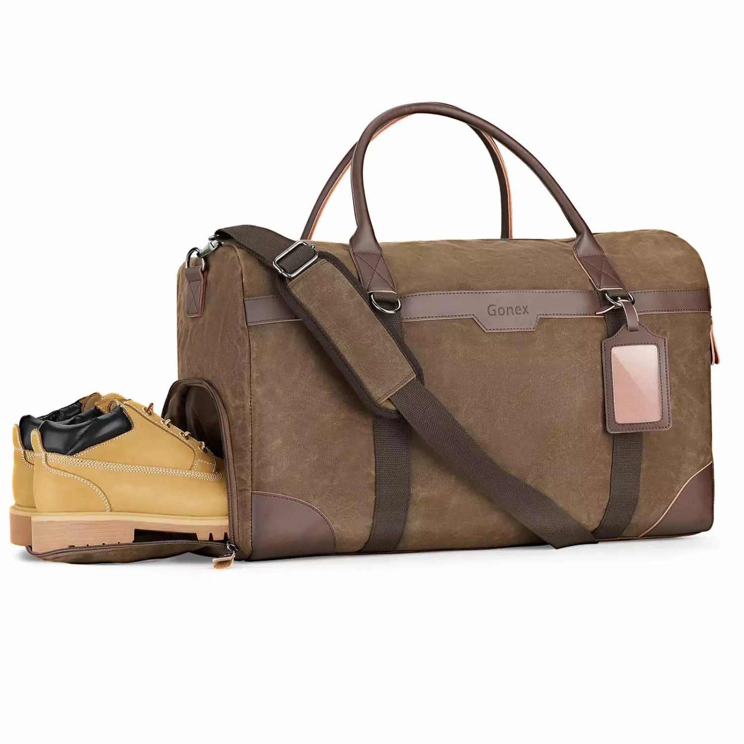 Clearance Sale Now Gonex 55L Waxed Canvas Duffle Bag With Shoes Compartment