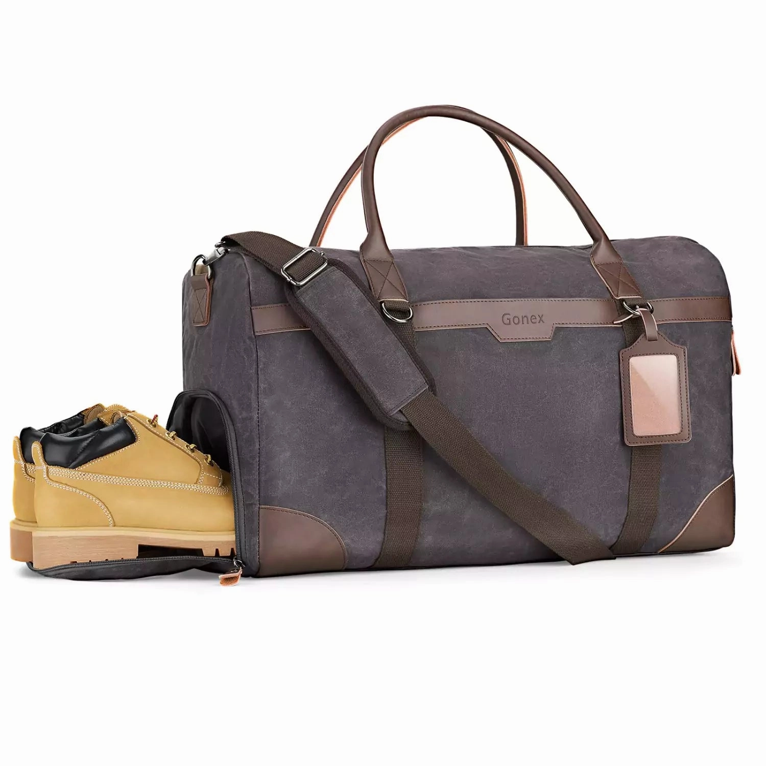 Gonex 55L Waxed Canvas Duffle Bag With Shoes Compartment Trending Savings Now