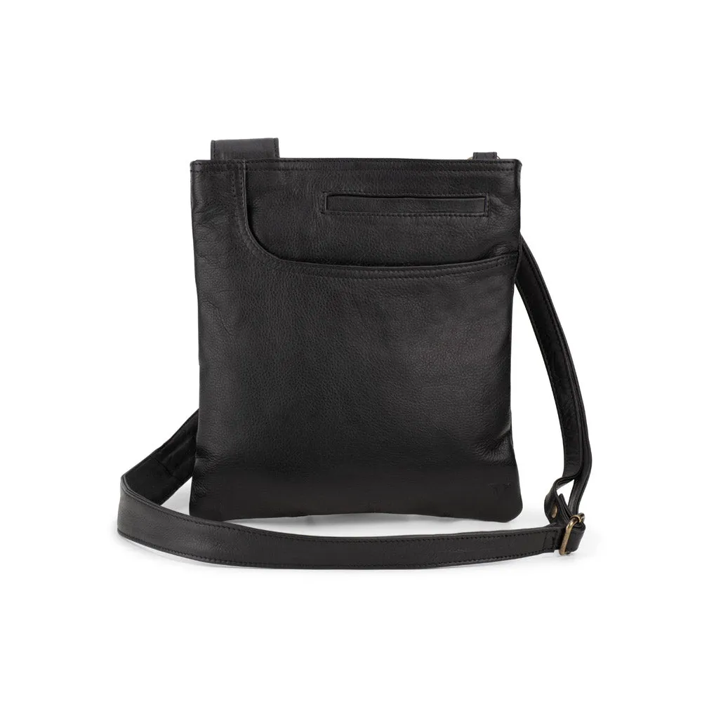 Clearance Sale Now Verona - Vcb-02 Square Leather Sling Sidebag - Black