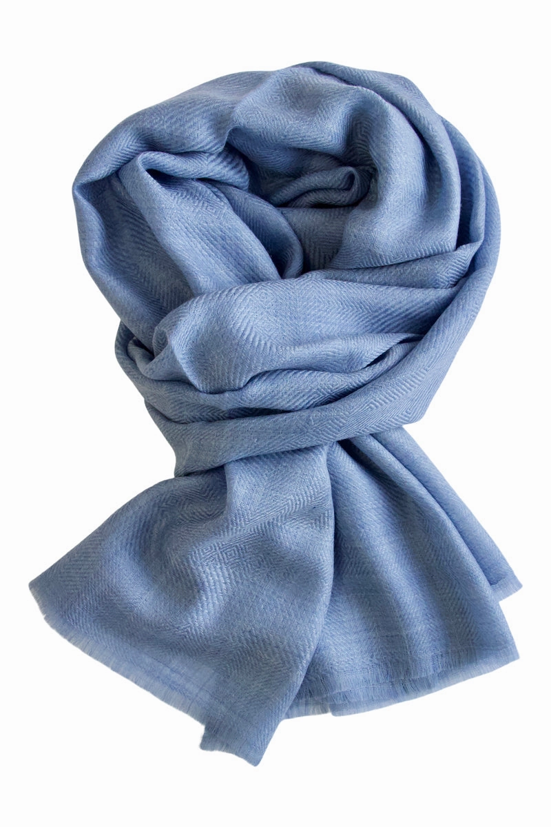 Cashmere Scarf In Beautiful Weave 100% Kashmir - Pastel Blue Online Exclusive Offer Trending Deals Today