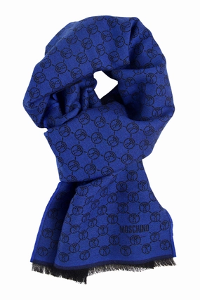 Wool Scarf In Bright Blue And Black Moschino MustHave Gift Ideas