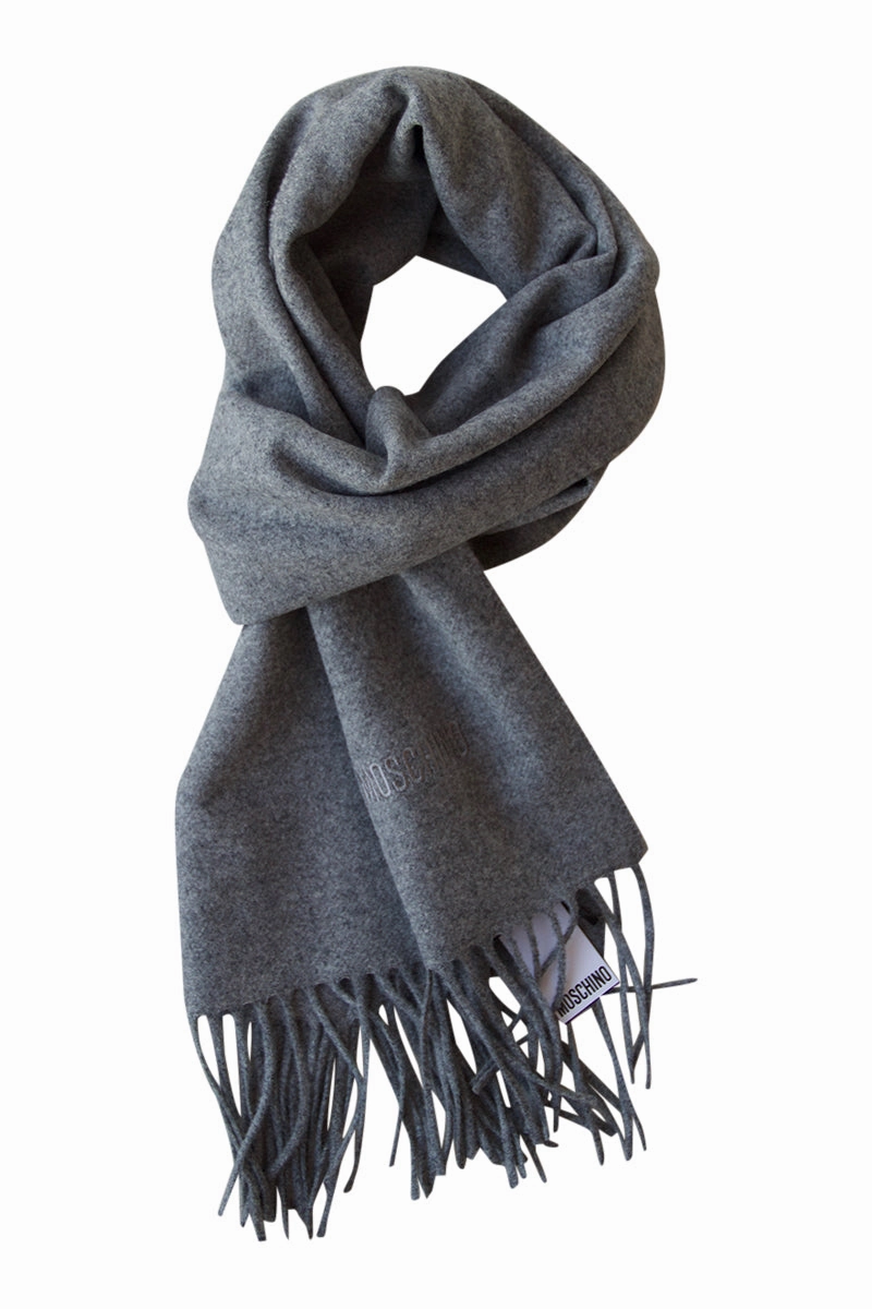 Flash Pick Today Grey Soft Unisex Scarf In Merino Wool By Moschino