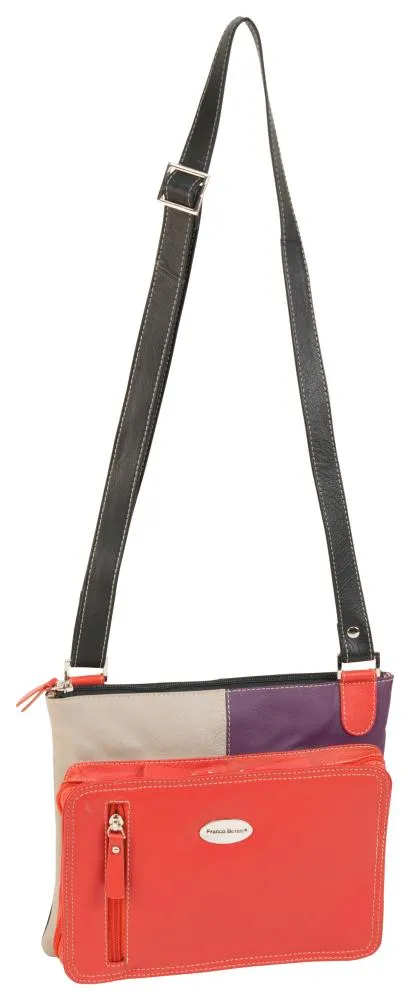 Shop Todays Picks Hot Savings Alert Franco Bonini - 1308 Leather Crossbydy Sling - Orange Multi