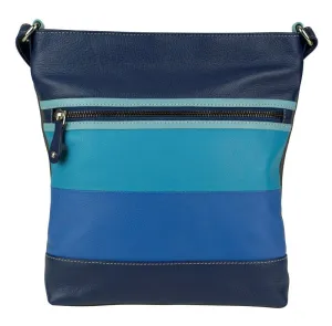 Franco Bonini - 1304 Striped Leather Shoulder Bucket Bag - Blue Multi Instant Savings Inside