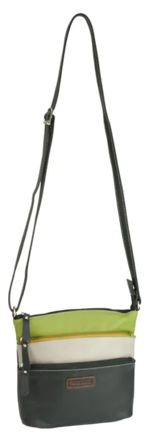 Trending Hot Deal Franco Bonini Lb172 Black/Multi 3Zip Long Strap Sm Shoulder Bag