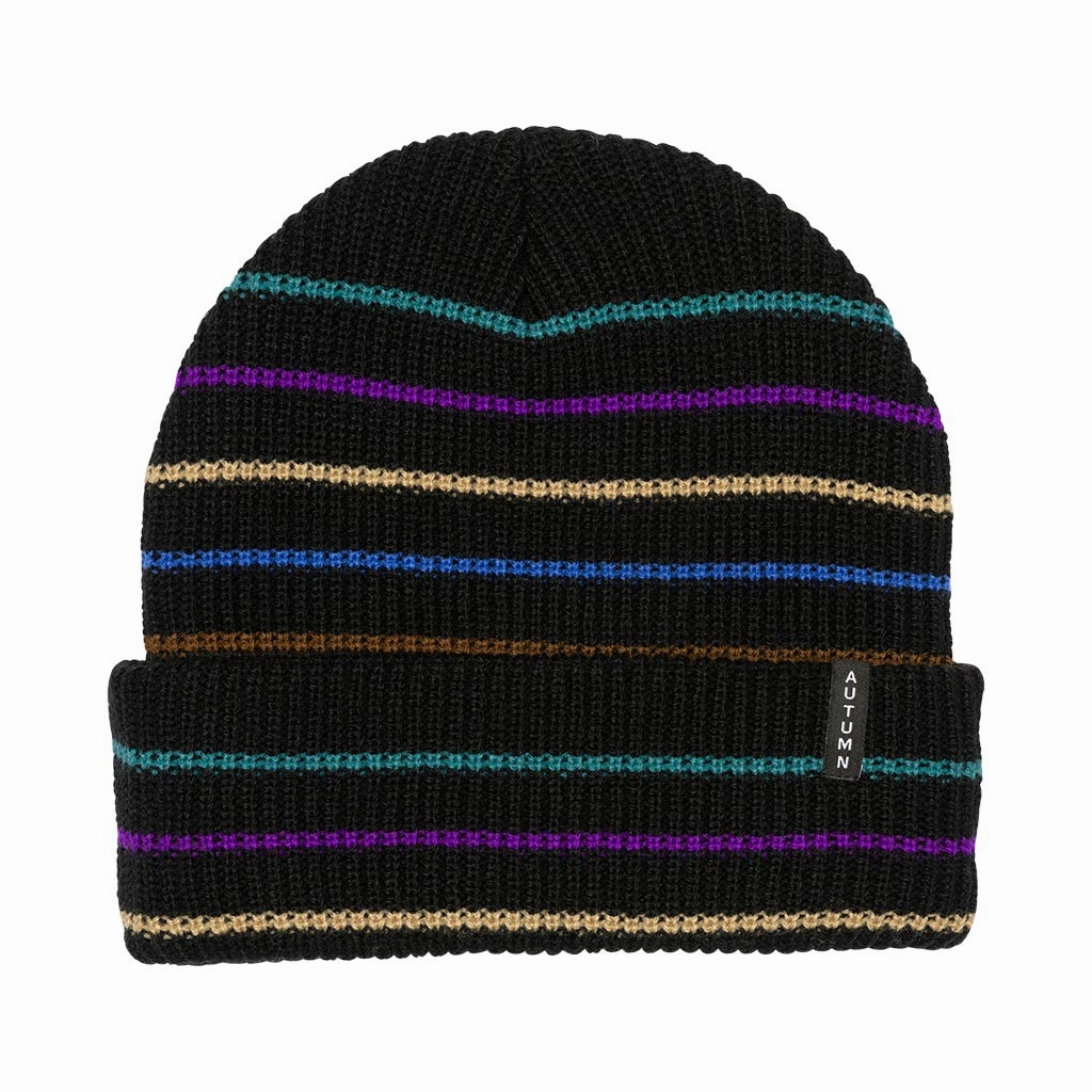 Autumn Multi Stripe Beanie - Black Mega Discount Event