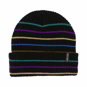 Autumn Multi Stripe Beanie - Black Mega Discount Event