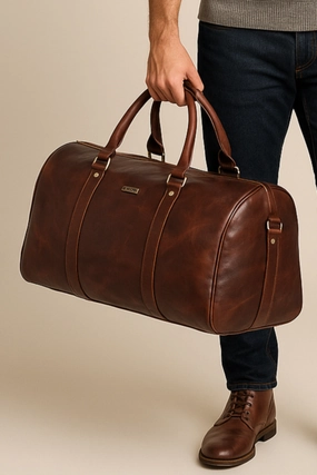 Charles - Crushed Brown Leather Cabin Bag Shop the Savings