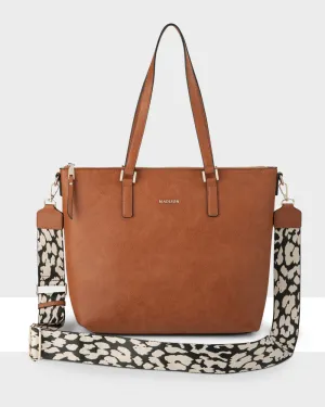 Inga Large Zip Top Tote Bag With Laptop Pocket   Leopard Bag Strap Exclusive Deal Inside Deal of the Day
