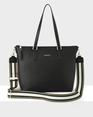 Inga Large Zip Top Tote Bag With Laptop Pocket   Metallic Stripe Bag Strap MustHave Items Todays Special Savings