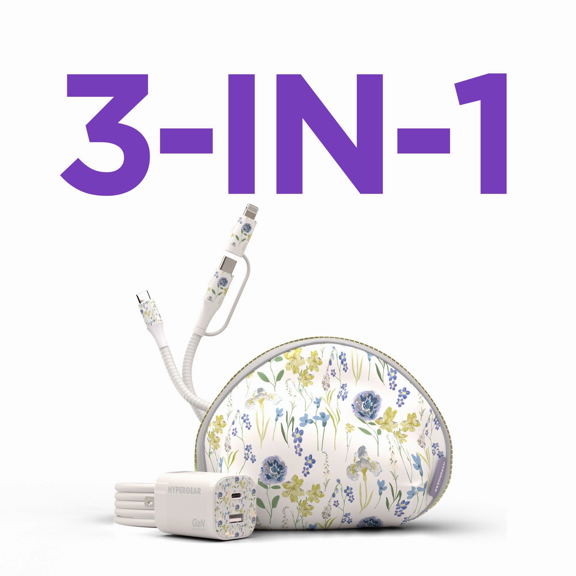 Last Chance Steal Techcessories | 30W Usb-C Pd Charging Kit With Travel Pouch | Floral