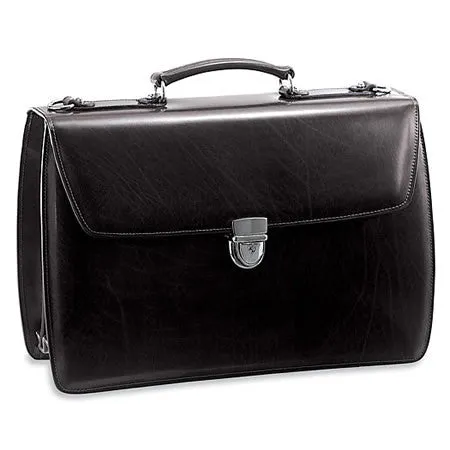 Jack Georges Elements Collection Triple Gusset Flap Over Leather Briefcase #4403 Hot Pick Sale