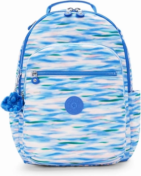 Kipling Seoul Large  Printed 15" Laptop Backpack - Diluted Blue Best Price Today