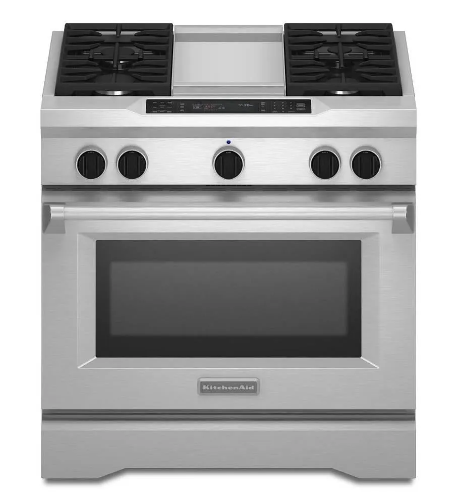 KitchenAid 36" 4-burner   Griddle Dual Fuel SS Freestanding Range KDRS463VSS