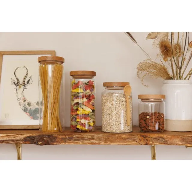 KitchenCraft Idilica 500Ml Glass Storage Jar With Beechwood Lid