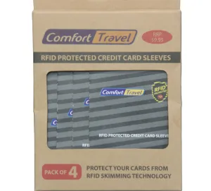 Comfort Travel - Credit Card Rfid Protected Sleeves - Pack Of 4 Mega Savings Now Price Drop Alert
