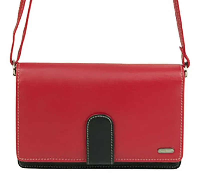 Franco Bonini - 481A Leather Organised Handbag/Wallet - Red/Multi Instant Savings Deal Mega Sale Now
