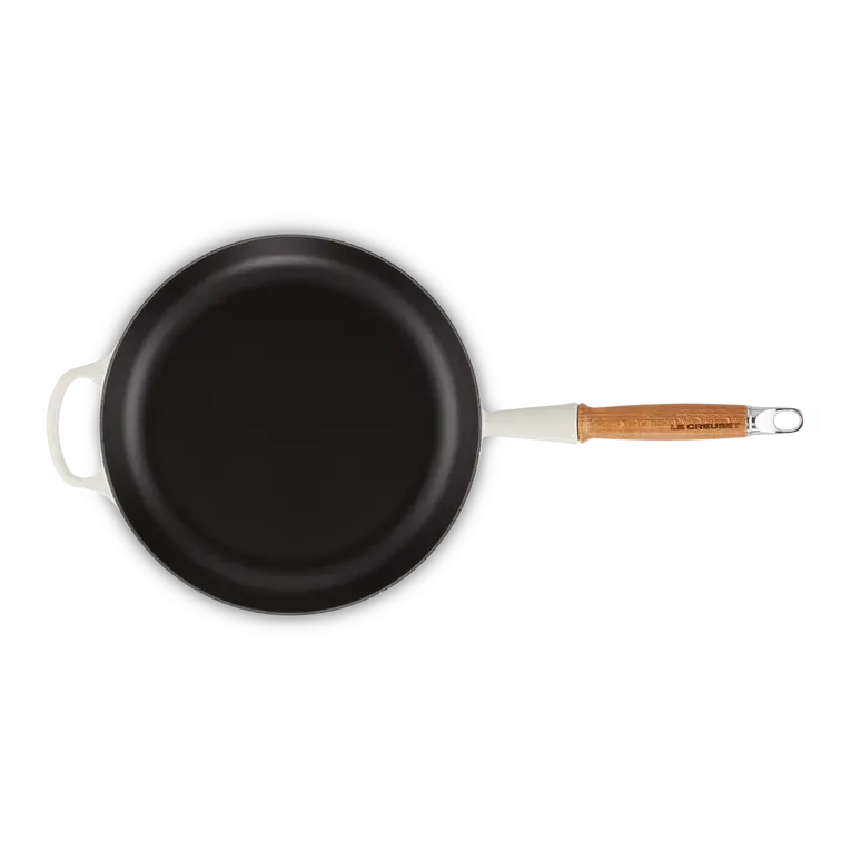 Le Creuset Signature Cast Iron Meringue 28cm Frying Pan with Wooden Handle