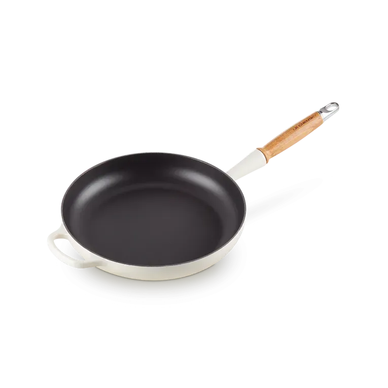 Le Creuset Signature Cast Iron Meringue 28cm Frying Pan with Wooden Handle
