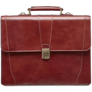 Mancini Leather Signature Collection Laptop / Tablet Compatible Double Compartment Briefcase - Brown Todays Mega Savings Weekend Flash Offer