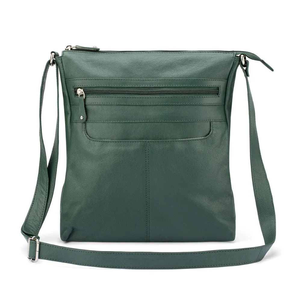 Franco Bonini - 4557 Slim Shoulder Crossbody Leather Bag - Bottle Green Perfect Gift Sale Hot Savings Alert