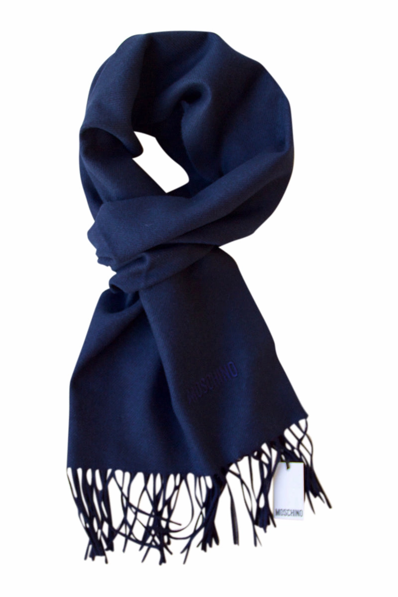 Deal Frenzy Today Todays Special Savings Navy Blue Merino Wool Scarf By Moschino
