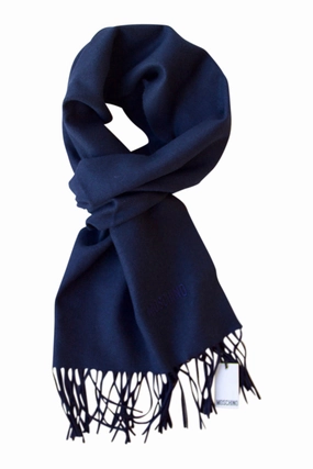 Deal Frenzy Today Todays Special Savings Navy Blue Merino Wool Scarf By Moschino