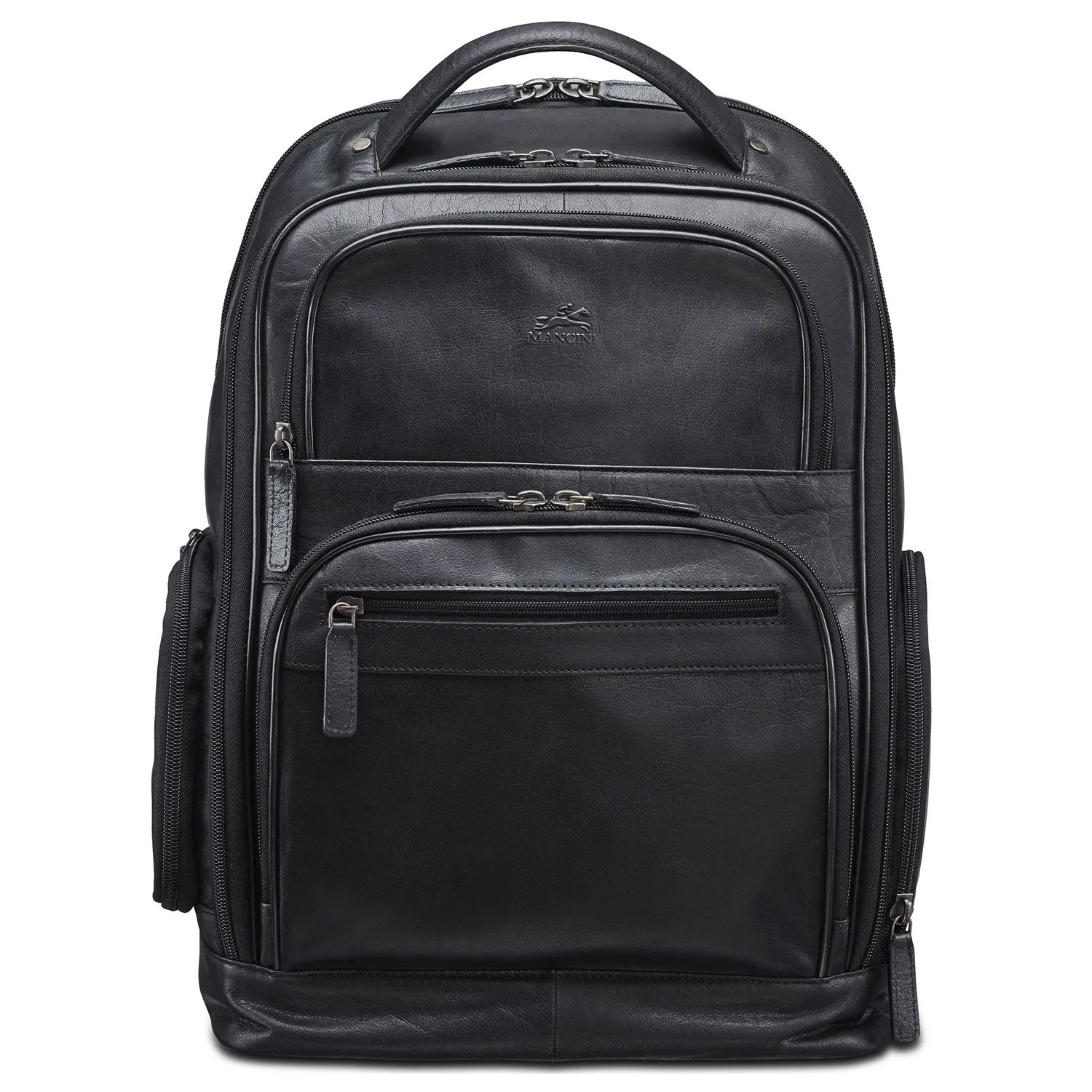 Mancini Leather Backpack For 15.6" Laptop With Rfid Secure Pocket, 12.5" X 7" X 17.5", Black Online Exclusive Steal Todays Trending Deals