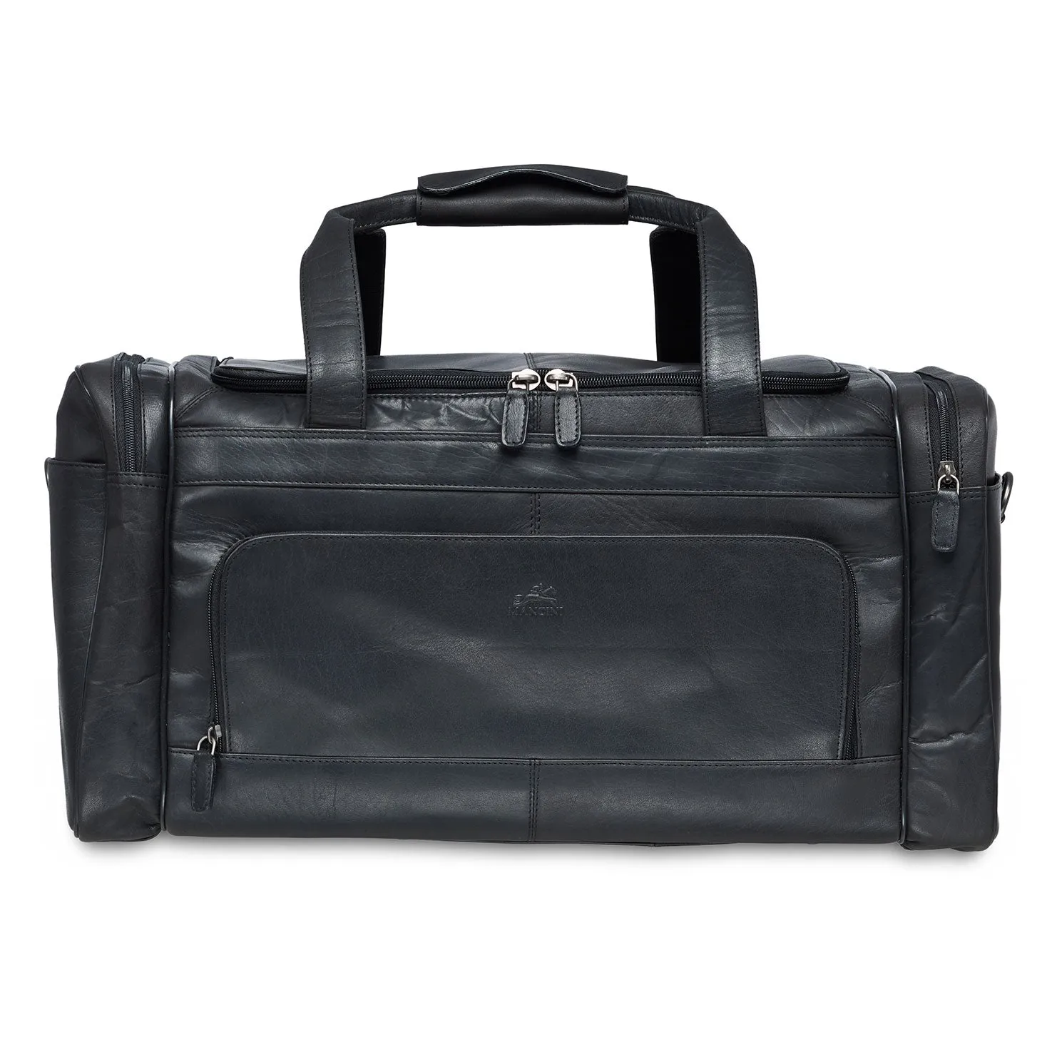 Mancini Leather Carry-On Duffle Bag, 20" X 10.75" X 10.75", Black Trending Deals Today