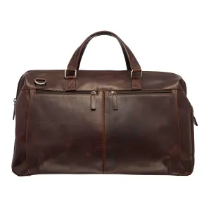 Shop Now Save Mancini Leather Classic Carry-On Duffle Bag, 20" X 10" X 13.5", Brown