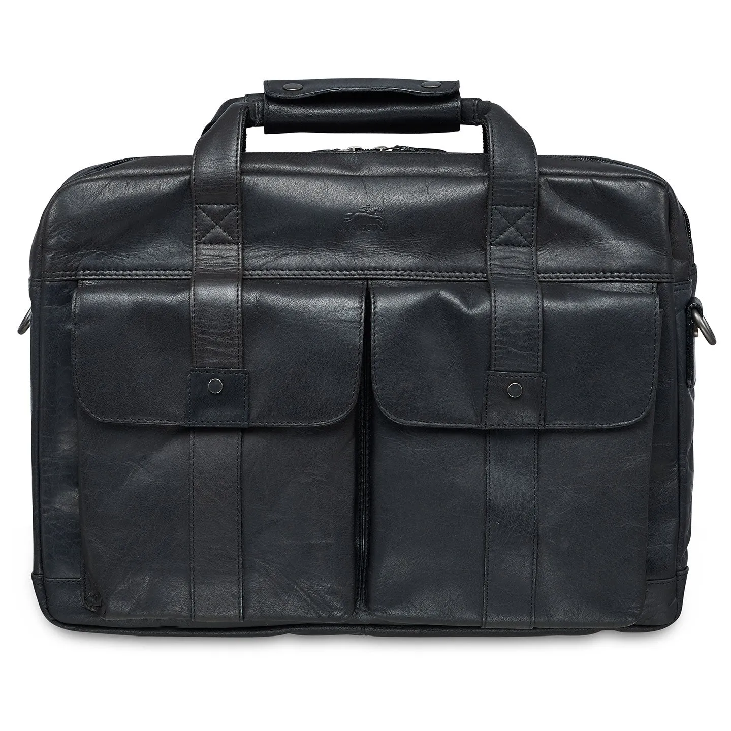 Mancini Leather Double Compartment Briefcase For 15.6" Laptop With Rfid Secure Pocket, 16.25" X 4" X 12", Black Limited Stock Offer