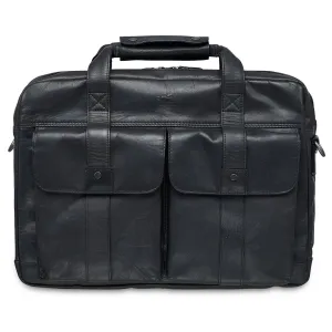 Mancini Leather Double Compartment Briefcase For 15.6" Laptop With Rfid Secure Pocket, 16.25" X 4" X 12", Black Limited Stock Offer