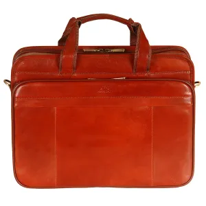 Hot Offer Ending Soon Price Drop Frenzy Mancini Leather Double Compartment Briefcase For Laptop And Tablet Brown
