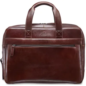 Mancini Leather Laptop / Tablet Compatible Double Compartment Briefcase With Rfid Secure Pocket - Brown Mega Discount Event