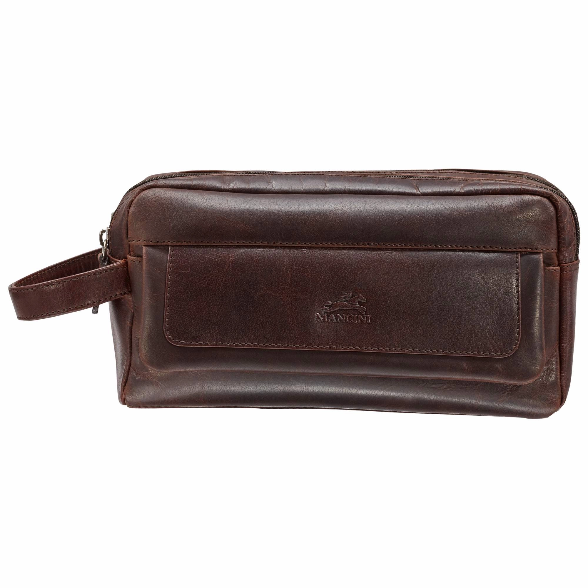 Mancini Leather Buffalo Dual Top Zipper Toiletry Bag Special Deal Frenzy MustHave Items