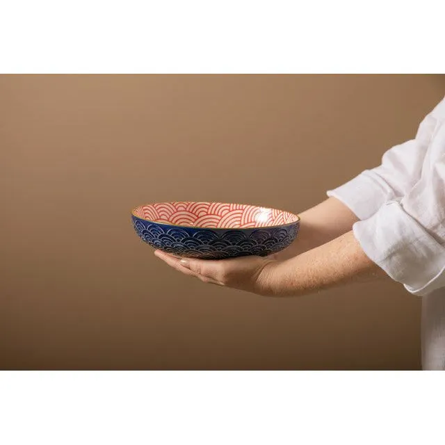 Mikasa 21cm Blue Arched Pattern Stoneware Bowl
