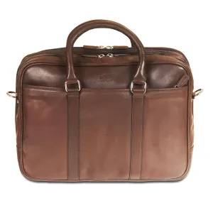 Mancini Leather Double Compartment Zippered Briefcase For 15.6" Laptop / Tablet, 15.5" X 4.25" X 11.25", Brown Today Only Steal Trending Today Steal