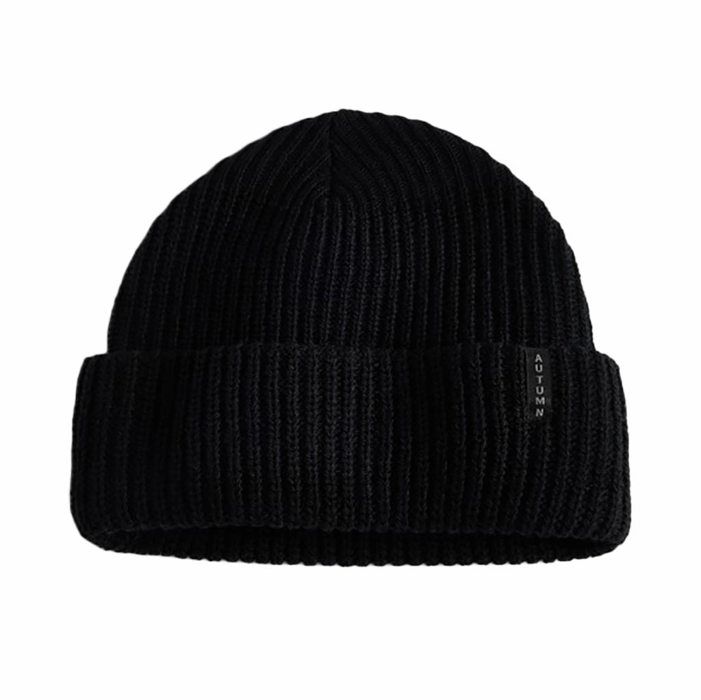 Deal Frenzy Today Autumn Ribbed Knit Beanie - Black