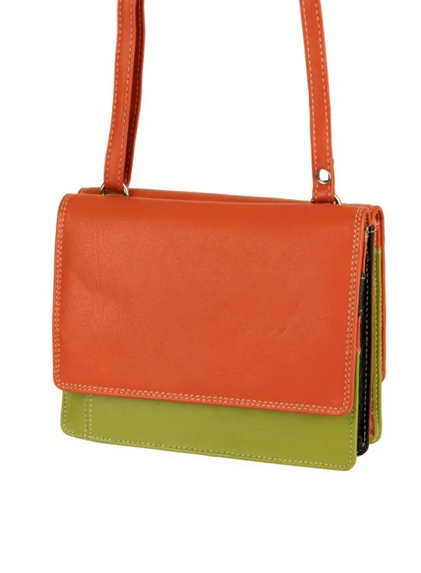 Shop Save Big Save More Online Franco Bonini 19-070 Orange/Multi Leather 2 Sided Oraganiser Handbag